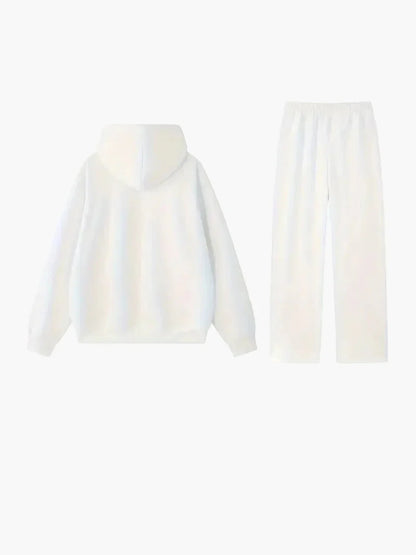 Damen Freizeit Oversize Hoodie Jogginganzug Zweiteiler Set – Lässiger Streetwear Stil