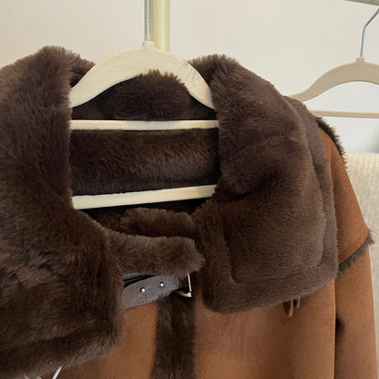 Damen Winter Shearling Jacke im Pilotenstil – Modische Kurzjacke für Alltag und Freizeit