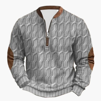 Herren Outdoor Freizeit Sweatshirt mit Stehkragen und Reißverschluss – Moderner Strick-Look für Alltag und Freizeit