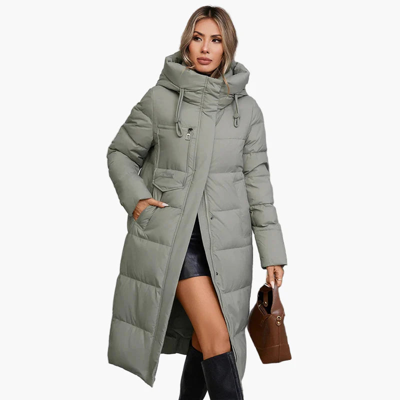 Damen Winter Steppmantel mit Kapuze – Warmer Outdoor-Langmantel für kalte Tage