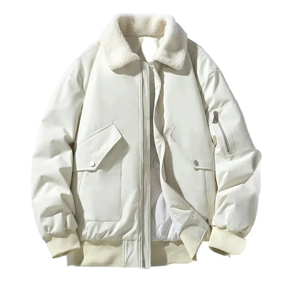Herren Winter Bomberjacke mit Lammfellkragen – Modische Freizeit- und Outdoorjacke