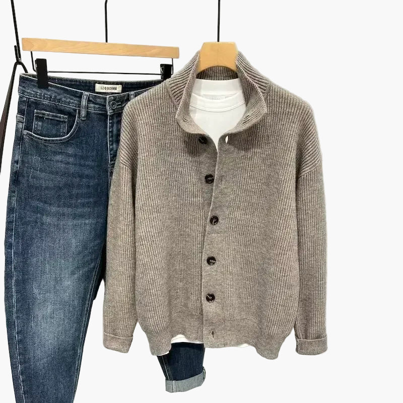 Herren Strick-Cardigan mit Knopfleiste – Lässiger Freizeit-Look, Ideal für Alltag und Büro