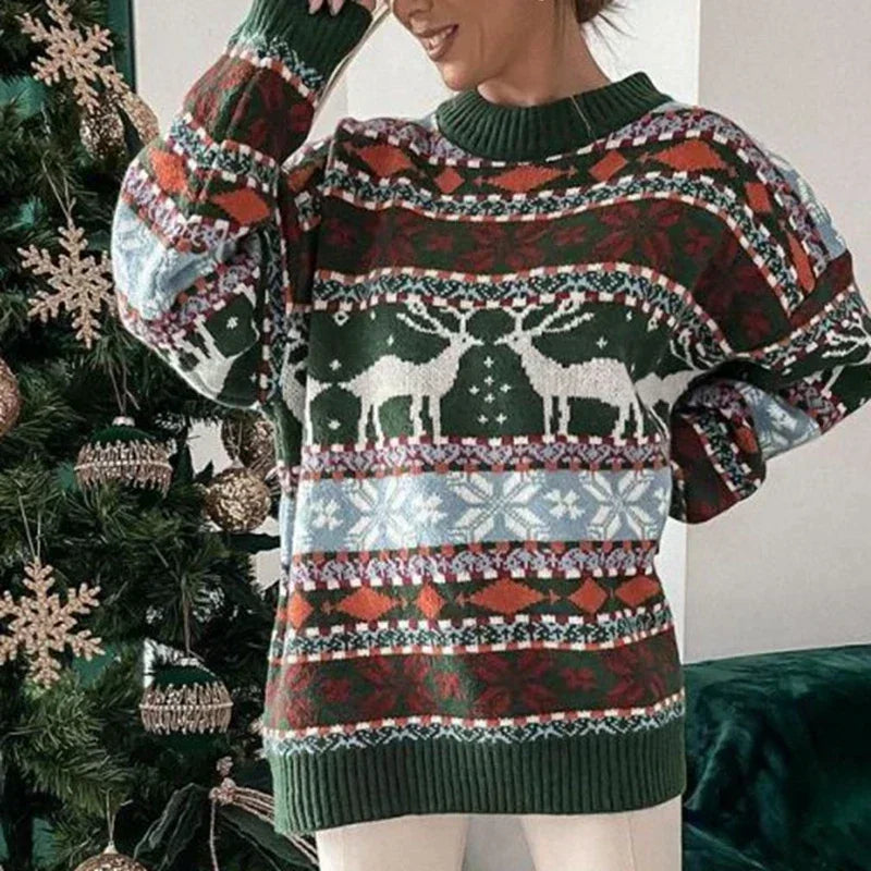 Eliane - Hässlicher Weihnachtspulli - Winterpullover mit Allover-Print