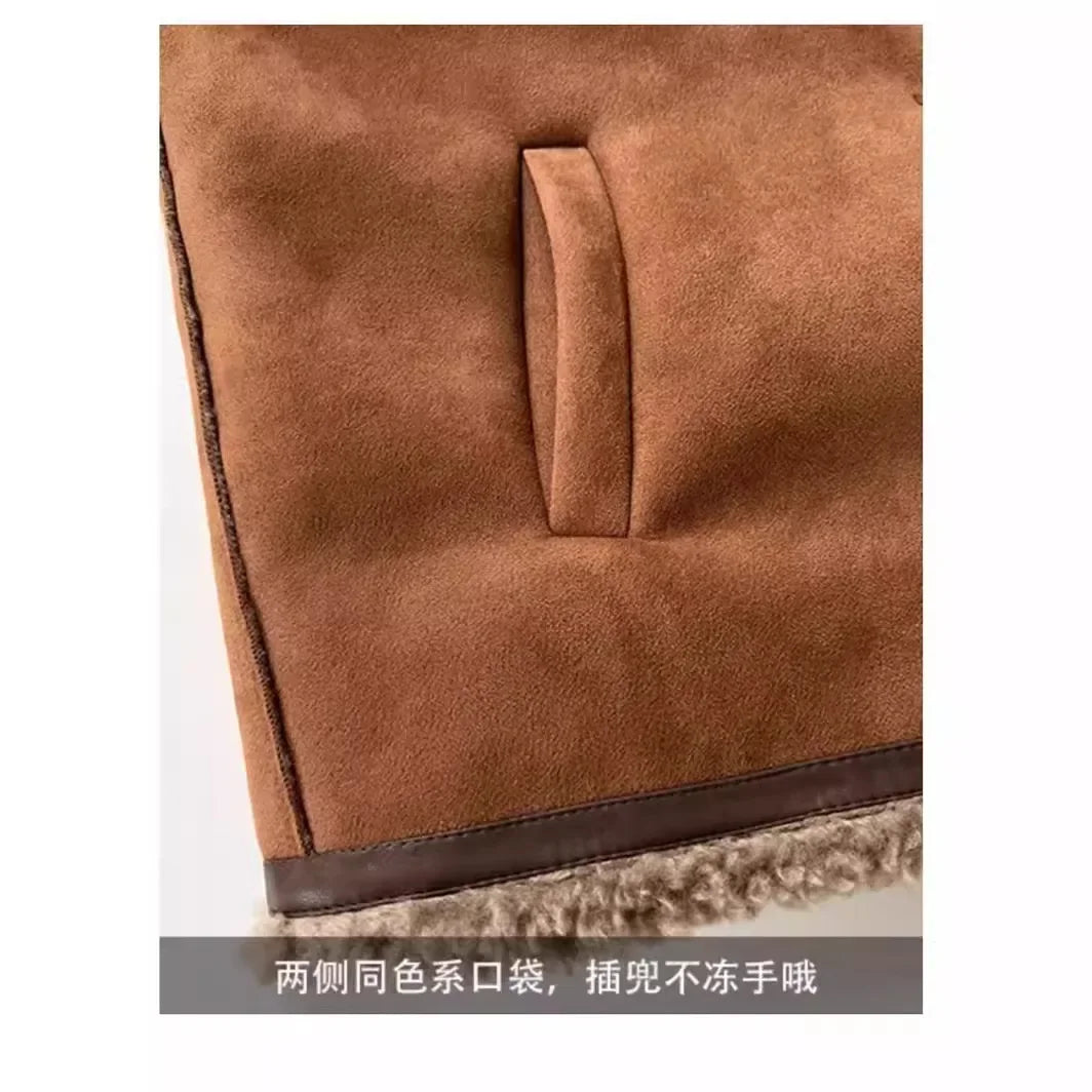 Damen Lammfelljacke im Vintage-Stil – Warme Winter Freizeitjacke