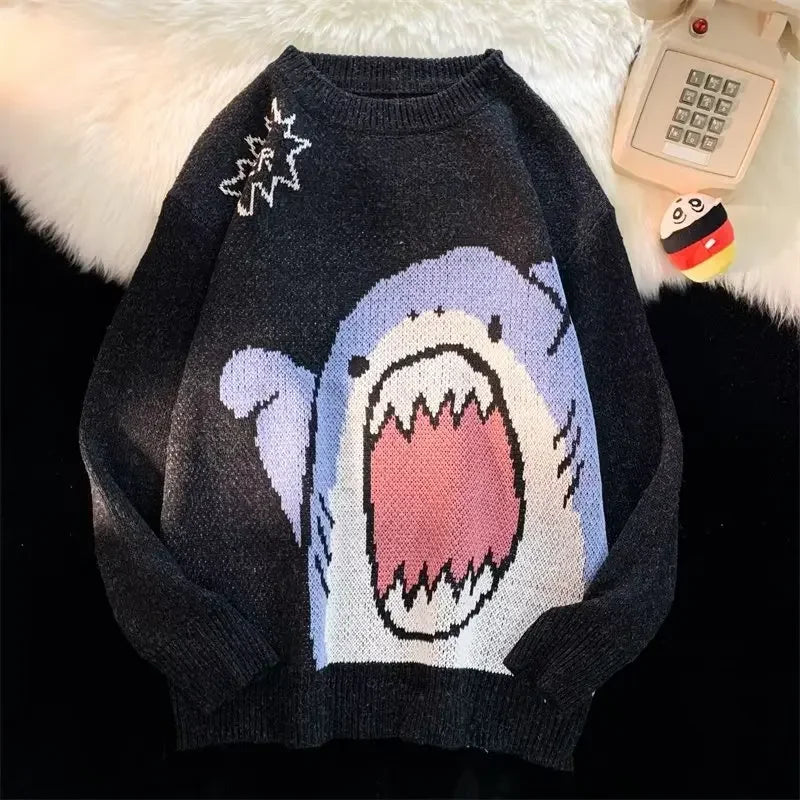 Alexander – Winterpullover mit Cartoon-Hai-Design für Paare