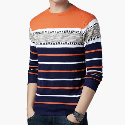 Herren Strickpullover mit modernem Streifenmuster – Stilvoller Freizeitpullover für Alltag und Büro