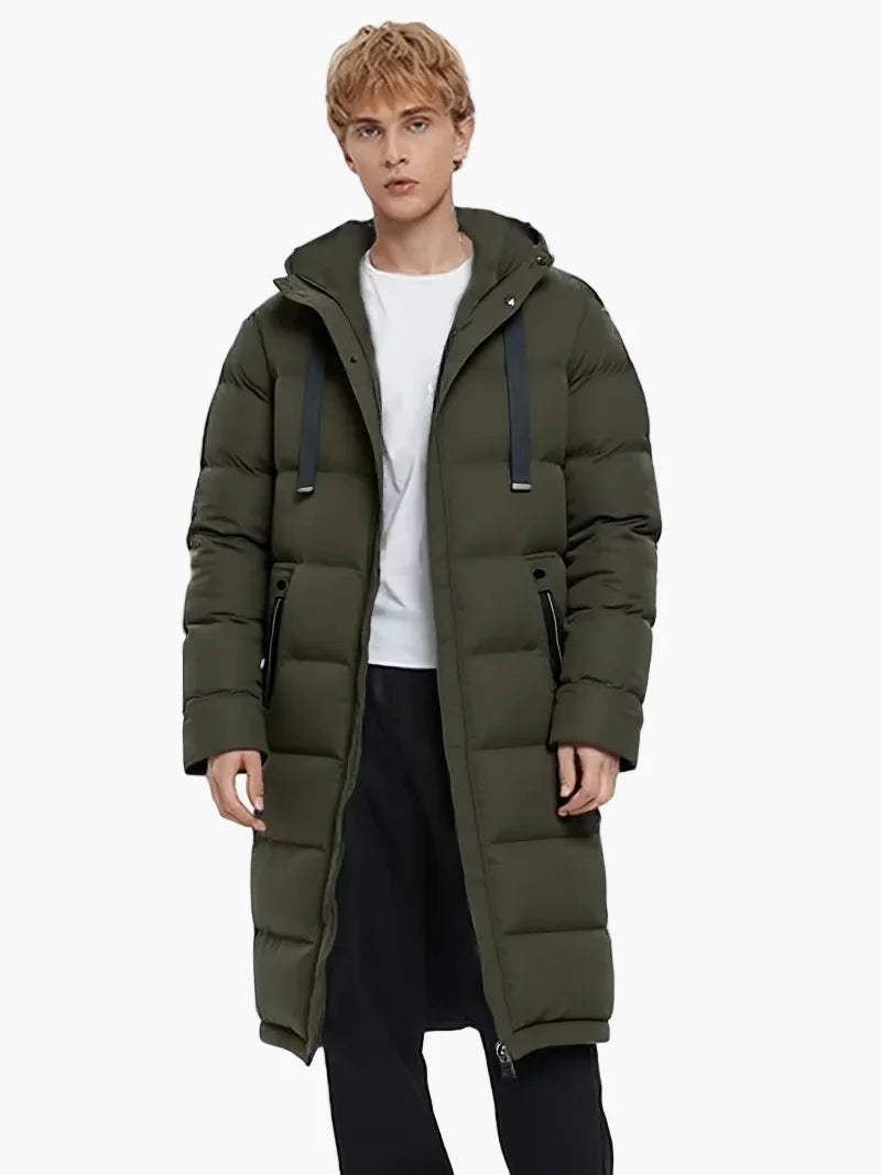 Herren Winter Steppmantel Parka Lang mit Kapuze – Lässiger Stil für Freizeit und Outdoor