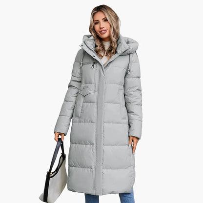 Damen Winter Steppmantel mit Kapuze – Warmer Outdoor-Langmantel für kalte Tage