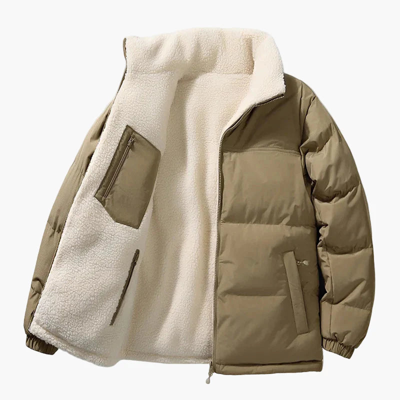 Herren Winterjacke Urban Style mit Stehkragen und Fleece-Futter, Lockerer Schnitt, Alltag & Outdoor