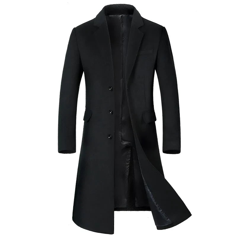 Herren Eleganter Langer Mantel – Klassischer Business & Freizeit Trenchcoat