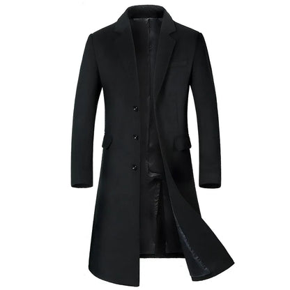 Herren Eleganter Langer Mantel – Klassischer Business & Freizeit Trenchcoat