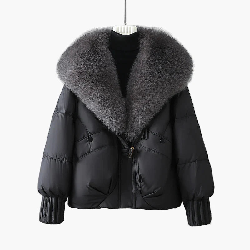 Damen Winterjacke mit großem Kunstfellkragen – Eleganter, warmer Steppmantel für Alltag und Freizeit
