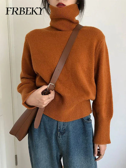 Damen Rollkragenpullover Strickpullover Casual Herbst Winter Elegant