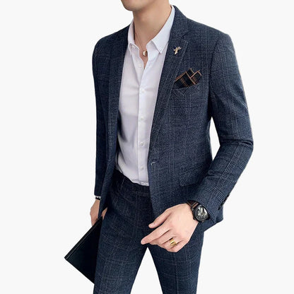 Herren Business Anzug Set – Eleganter Slim Fit, Modernes Karomuster, Perfekt für Büro & besondere Anlässe