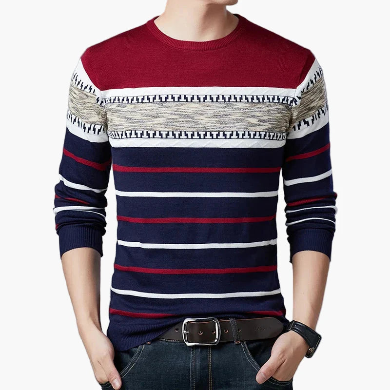 Herren Strickpullover mit modernem Streifenmuster – Stilvoller Freizeitpullover für Alltag und Büro