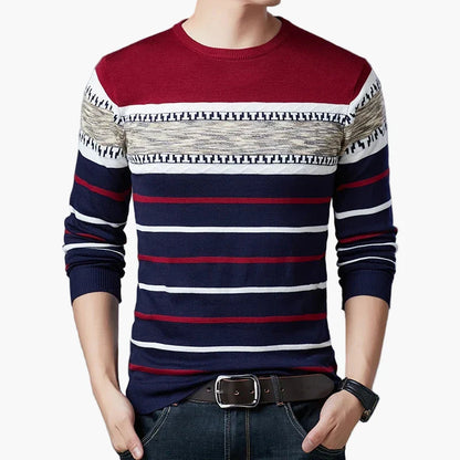 Herren Strickpullover mit modernem Streifenmuster – Stilvoller Freizeitpullover für Alltag und Büro