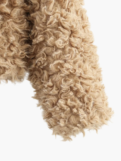 Damen Teddyfell Jacke Kurz Geschnitten – Modischer Lammfell-Look für Herbst & Winter