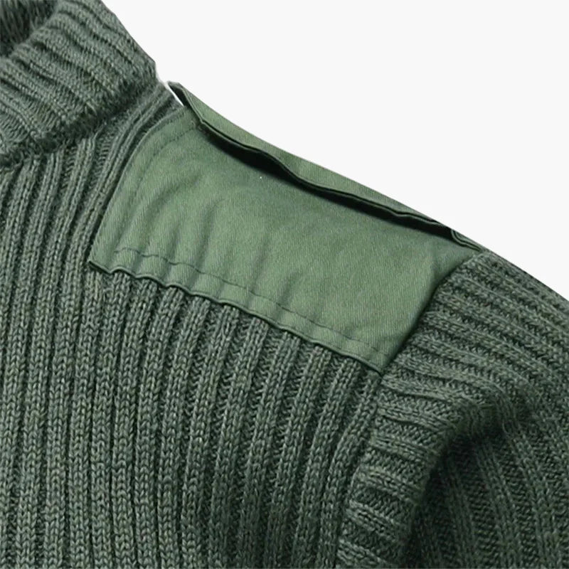 Herren Pullover im Militärstil – Rippenstrick, V-Ausschnitt, ideal für Outdoor und Alltag