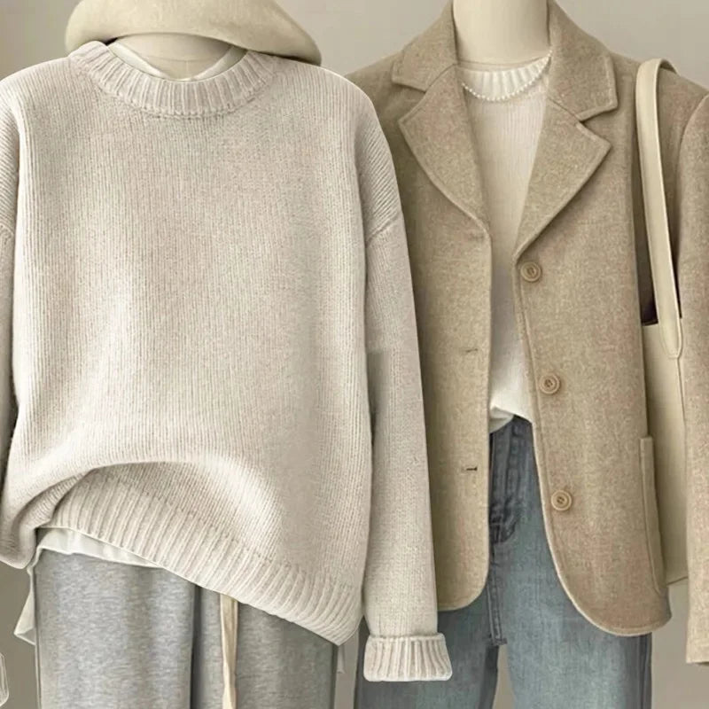 Damen Strickpullover im lässigen Oversize-Stil für Alltag und Freizeit