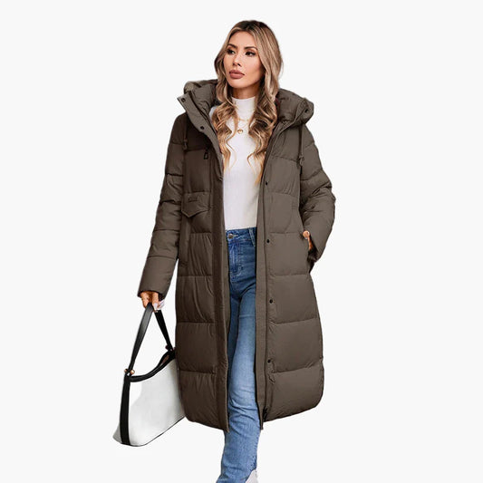 Damen Winter Steppmantel mit Kapuze – Warmer Outdoor-Langmantel für kalte Tage