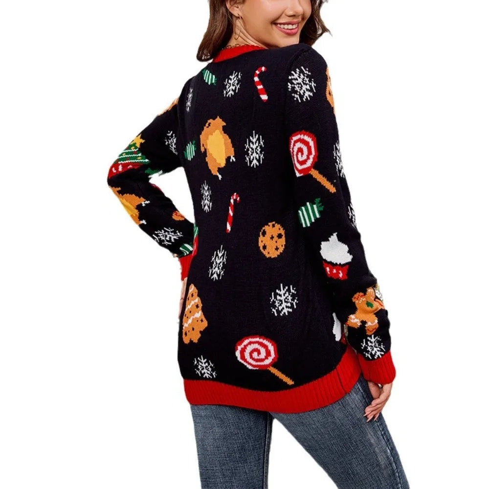 Martine - Hässlicher Weihnachtspulli - Bequemer Pullover mit Weihnachtsmotiven