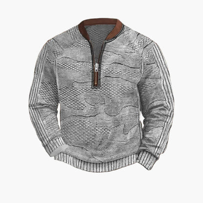 Herren Pullover mit Reißverschluss – Streetstyle, Modernes Digitaldruck-Design, Ideal für Frühling & Herbst