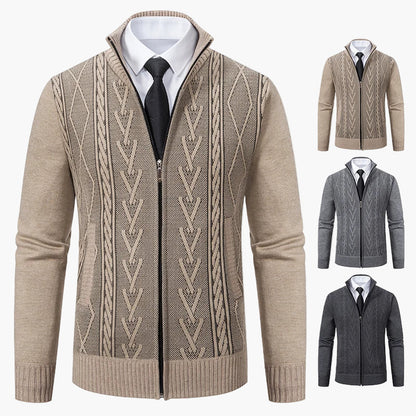 Herren Strickjacke mit Zopfmuster – Eleganter Business Casual Cardigan für Büro & Alltag