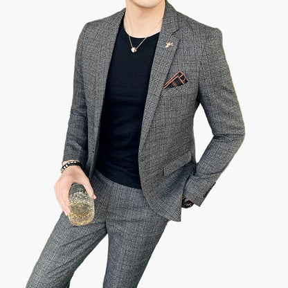Herren Business Anzug Set – Eleganter Slim Fit, Modernes Karomuster, Perfekt für Büro & besondere Anlässe