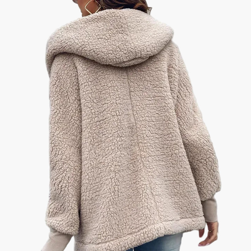 Damen Teddyfell Kapuzenmantel – Kuscheliger Oversize Wintermantel für Alltag und Freizeit
