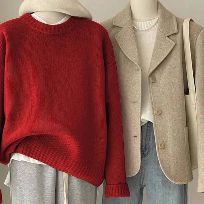 Damen Strickpullover im lässigen Oversize-Stil für Alltag und Freizeit