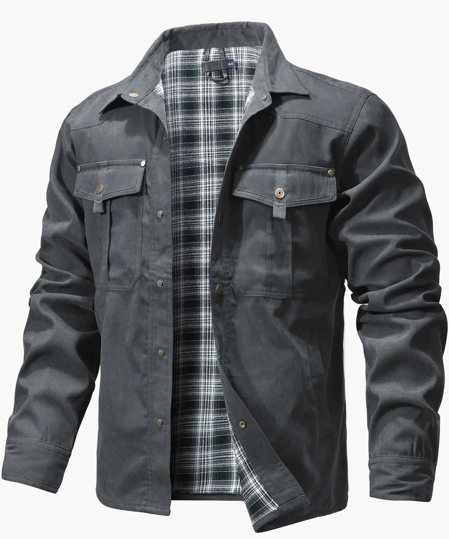 Herren Outdoor Freizeit Flanellgefüttertes Overshirt im Western Cowboy Stil – Freizeitjacke mit Druckknöpfen für Alltag und Abenteuer