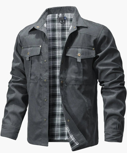 Herren Outdoor Freizeit Flanellgefüttertes Overshirt im Western Cowboy Stil – Freizeitjacke mit Druckknöpfen für Alltag und Abenteuer