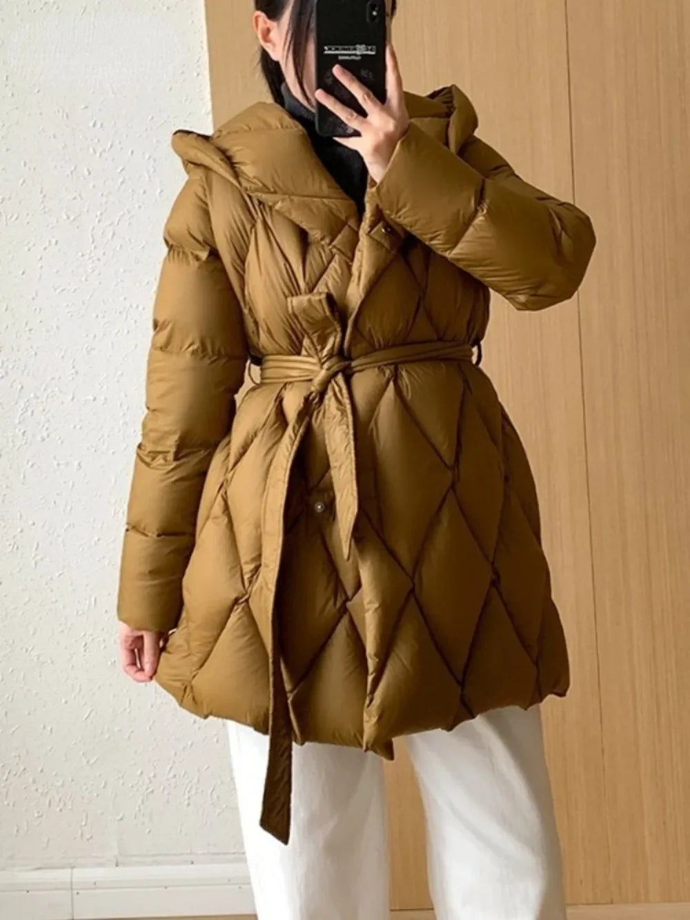 Elisabeth – Elegante Winterjacke mit Gürtel für Damen