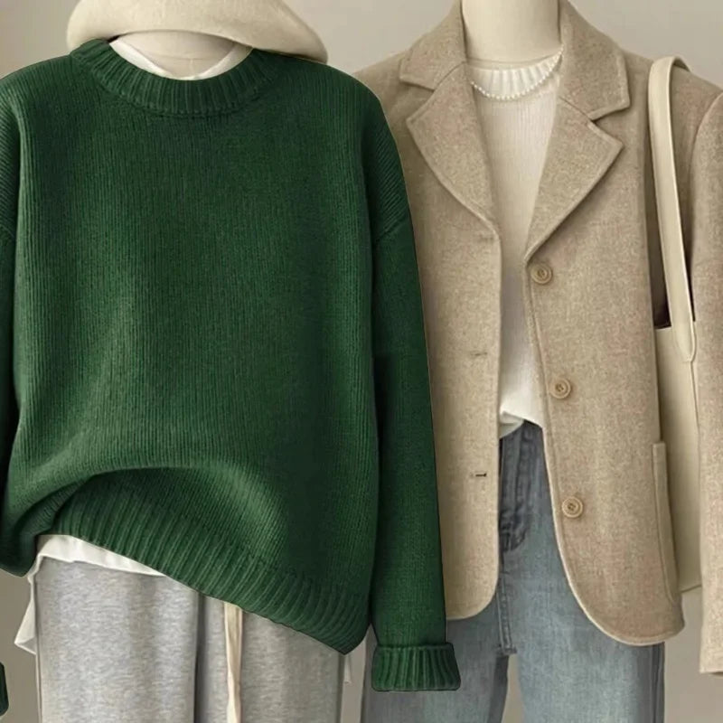 Damen Strickpullover im lässigen Oversize-Stil für Alltag und Freizeit