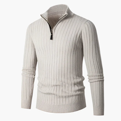 Herren Strickpullover mit halbem Reißverschluss – Eleganter Rippstrick für Business & Freizeit