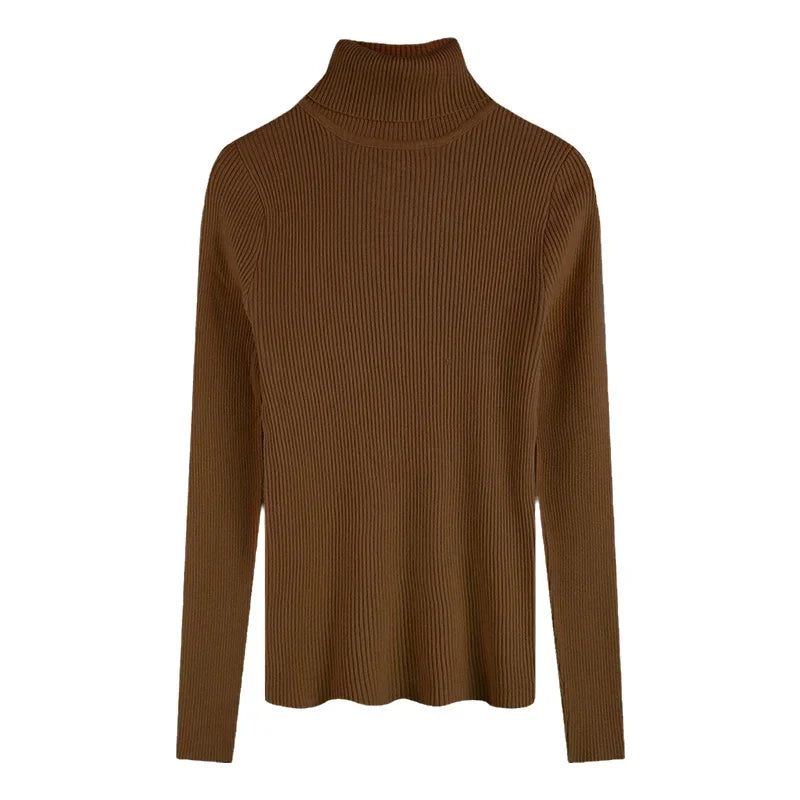 Damen Rollkragen-Rippstrickpullover – Eleganter, figurbetonter Herbst/Winter Style für Alltag und Büro