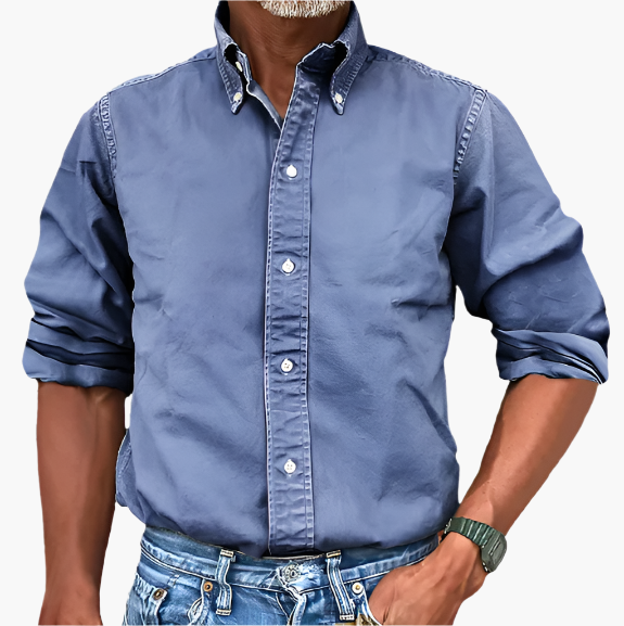 Herren Freizeithemd mit klassischem Button-Down-Kragen – Zeitloser Stil für Alltag und Business