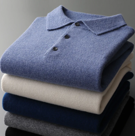 Herren Premium Wollpolo – Eleganter Strickpullover mit Kragen für Business & Freizeit