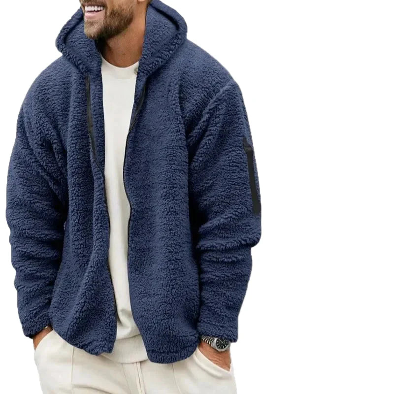Herren Fleece Kapuzenjacke Sportlich Lässig Outdoor Komfort