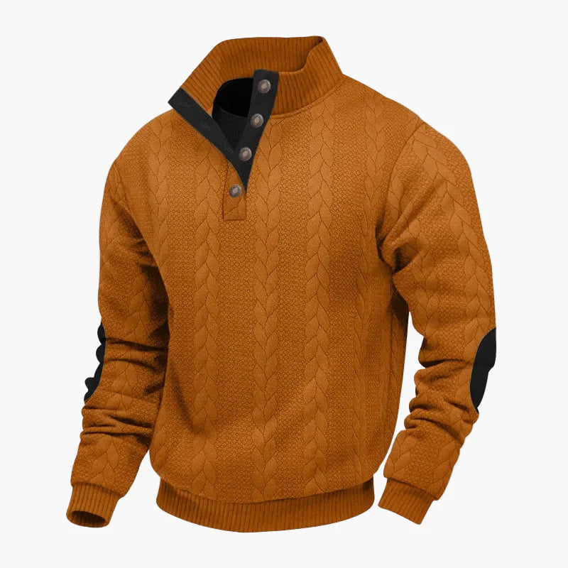 Herren Strickpullover mit Stehkragen und Knopfleiste – Modischer Freizeitpullover für Herbst und Winter