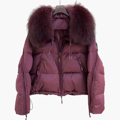 Damen Winter Daunenjacke mit Kapuze und Fellkragen – Modische Steppjacke für Alltag und Outdoor