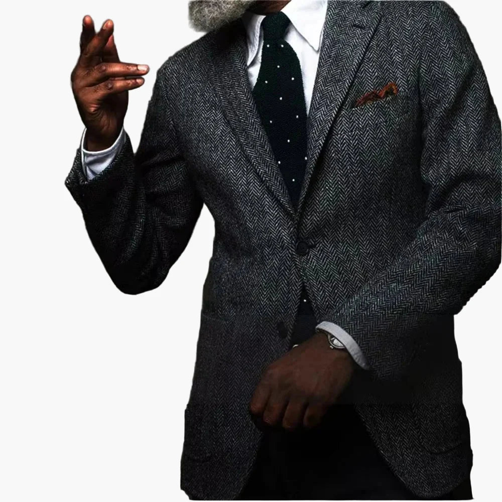 Herren Sakko im klassischen Business-Stil – Eleganter Herringbone Blazer für Büro & festliche Anlässe
