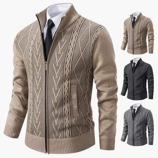 Herren Strickjacke mit Zopfmuster – Eleganter Business Casual Cardigan für Büro & Alltag