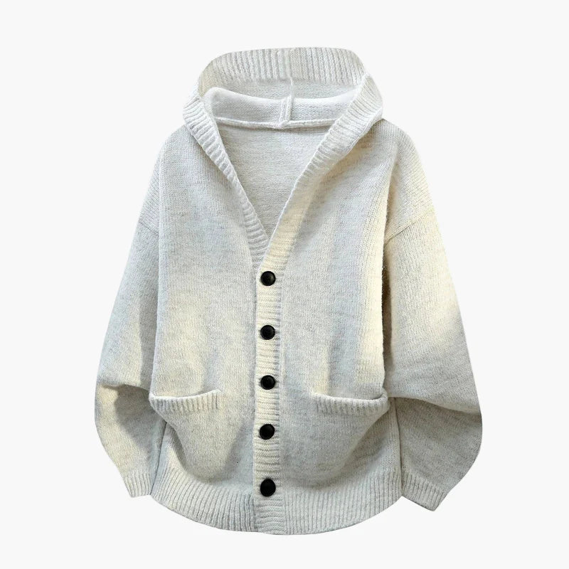 Herren Strickjacke mit Kapuze und Knopfleiste – Lässiger Cardigan für Alltag und Freizeit