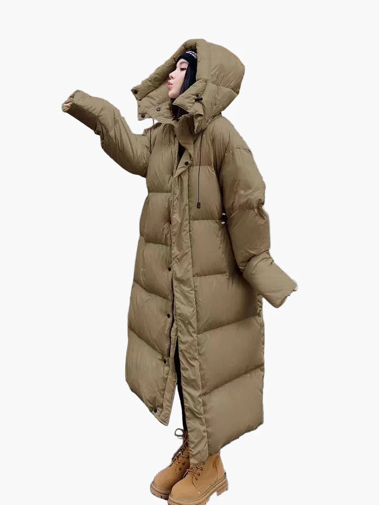 Damen Winter Steppmantel mit Kapuze – Langer Puffer Mantel für Outdoor & Alltag