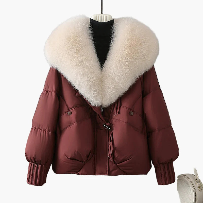 Damen Winterjacke mit großem Kunstfellkragen – Eleganter, warmer Steppmantel für Alltag und Freizeit