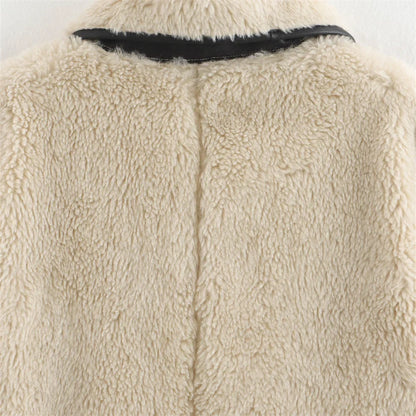 Damen Lammfell-Optik Winterjacke – Modischer Oversize Mantel für kalte Tage