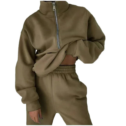 Damen Trainingsanzug Zweiteiler mit Reißverschluss – Lässiges Sport- und Freizeitoutfit