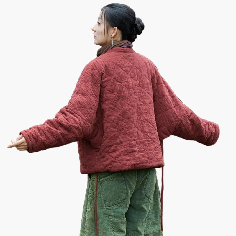 Damen Steppjacke im Vintage-Stil – Komfortabler Freizeitlook, asiatisch inspiriert
