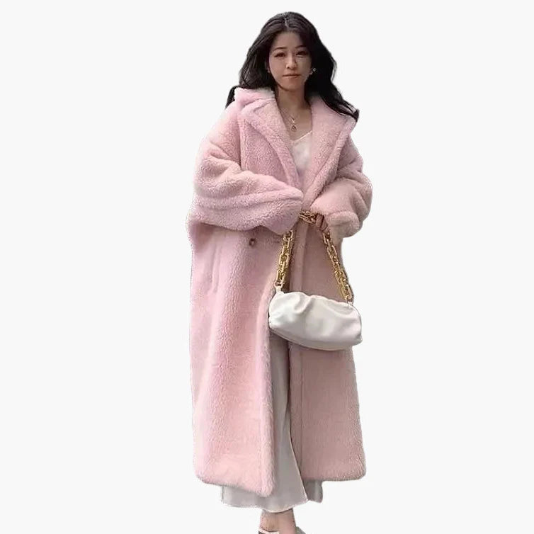 Damen Kuscheliger Oversize Wintermantel – Modischer Langer Plüsch Mantel für Alltag & Streetstyle